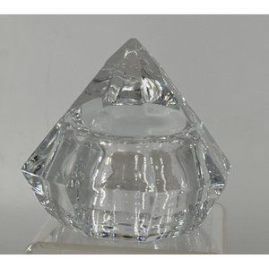 Diamond Crystal Paperweight Heavy Lead Crystal Glass Paperweight Vtg MCM Prism